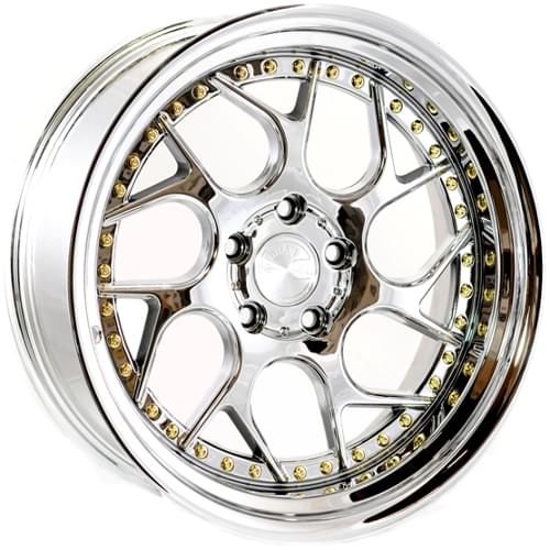 RealView of Aodhan Ds01 Vacuum Chrome W/ Gold Rivets - 19x10.5 +25 